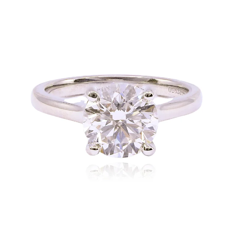 PLATINUM ROUND 2.50CT DIAMOND SOLITAIRE ENGAGEMENT RING WITH HIDDEN HALO