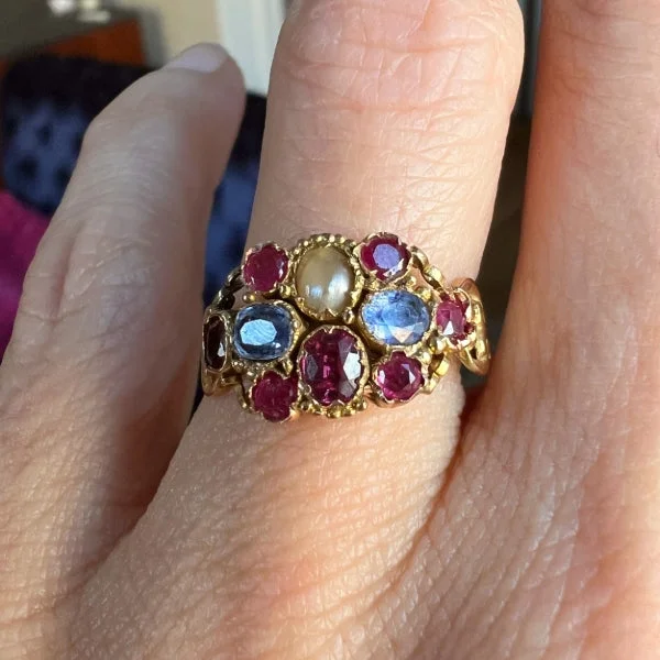 Victorian Sapphire, Ruby & Pearl Ring