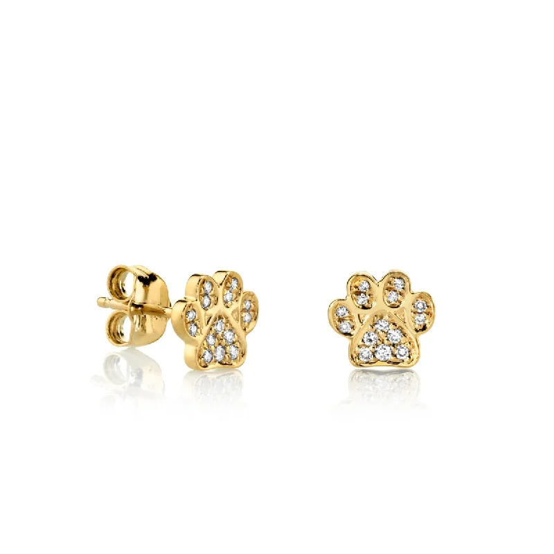 Gold & Diamond Small Paw Stud