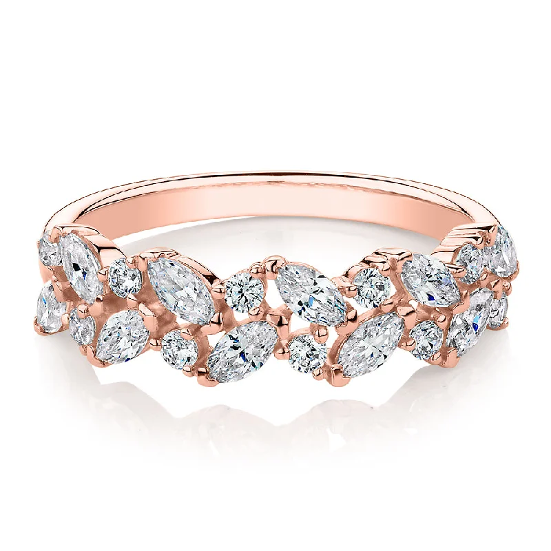 Dress ring with 1.15 carats* of diamond simulants in 10 carat rose gold