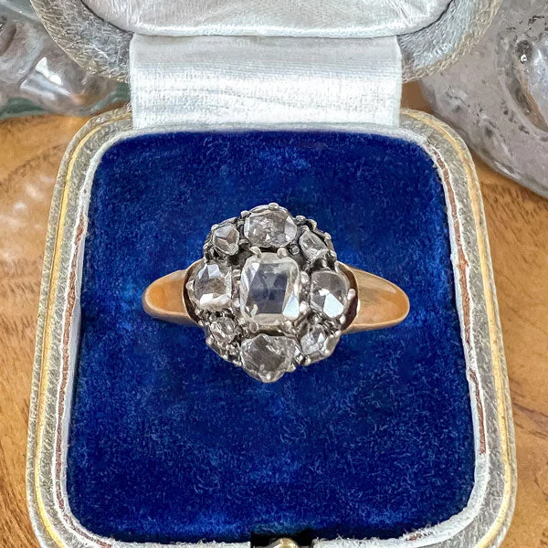 Victorian Rose Cut Diamond Cluster Ring