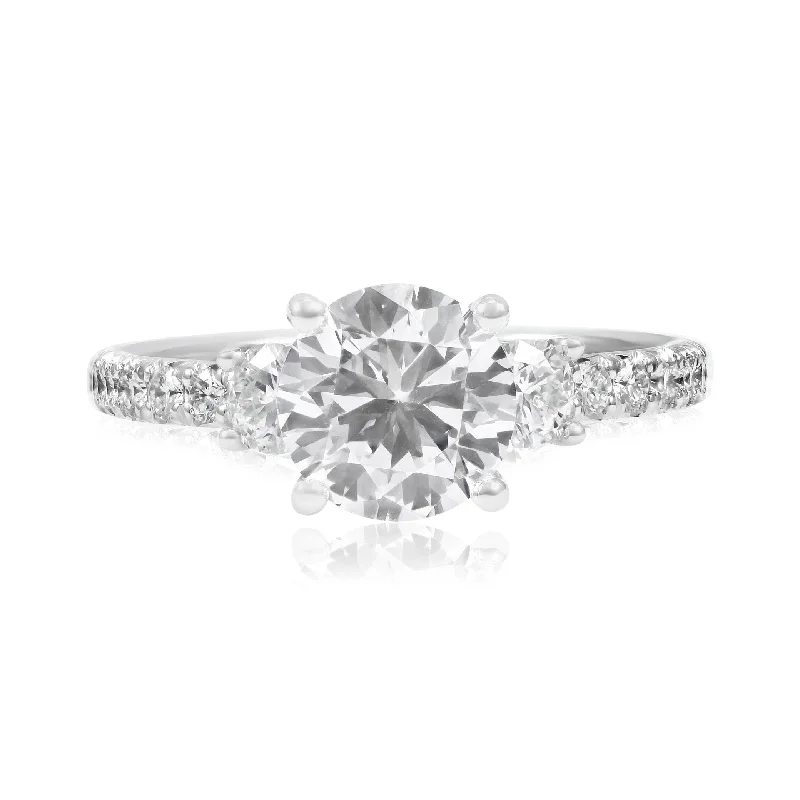 CLASSIC 18K WHITE GOLD DIAMOND ENGAGEMENT RING MOUNTING WITH ACCENT DIAMONDS 0.50CTW (SETTING ONLY)