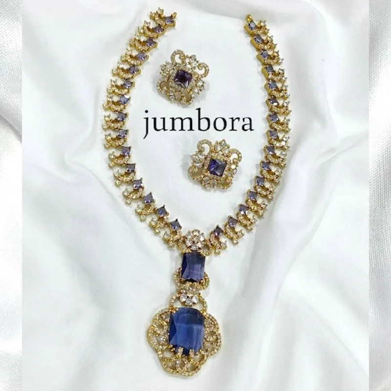 Royal Purple & White AD Zircon Victorian Necklace Set inspired by Nita Ambani Necklace