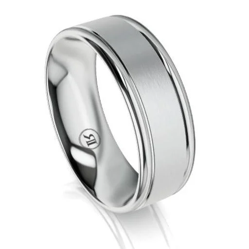 The Winston White Gold Dual Grooved Wedding Ring