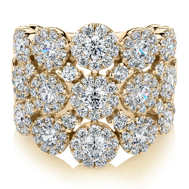 Celeste Dress ring with 2.86 carats* of diamond simulants in 10 carat yellow gold