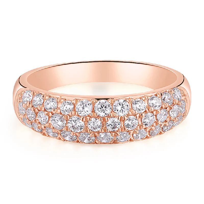 Dress ring with 0.52 carats* of diamond simulants in 10 carat rose gold