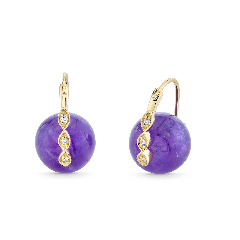 Gold & Diamond Marquise Eye Amethyst Earrings