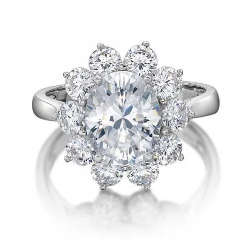 Dress ring with 4.24 carats* of diamond simulants in 10 carat white gold