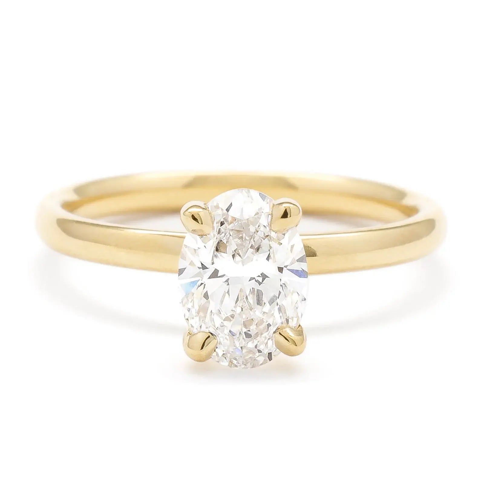 ANNE SPORTUN 18K YELLOW GOLD OVAL SOLITAIRE ENGAGEMENT RING (SETTING ONLY)