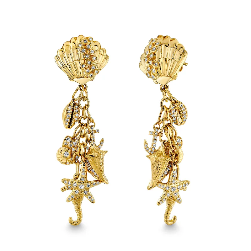 Gold & Diamond Sea Life Earring