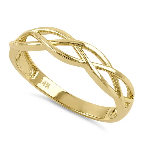 Solid 14K Yellow Gold Muti-Row Wave Ring