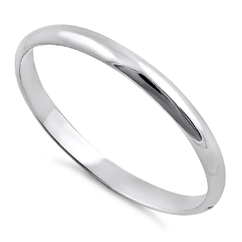 Solid 14K White Gold 2mm Wedding Band