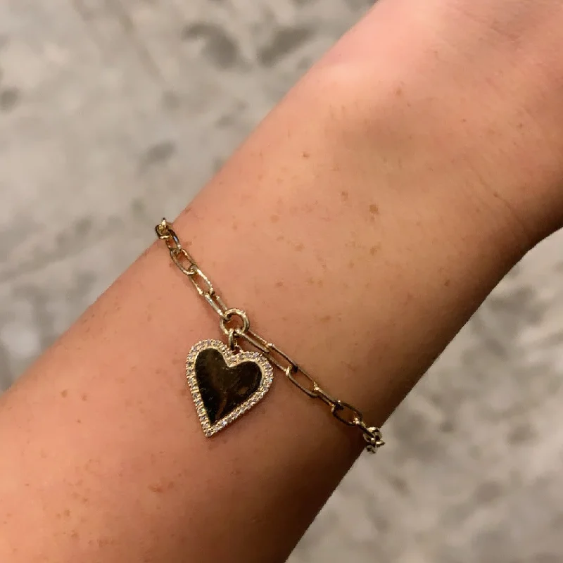 14K GOLD DIAMOND HAILEY HEART CHARM BRACELET