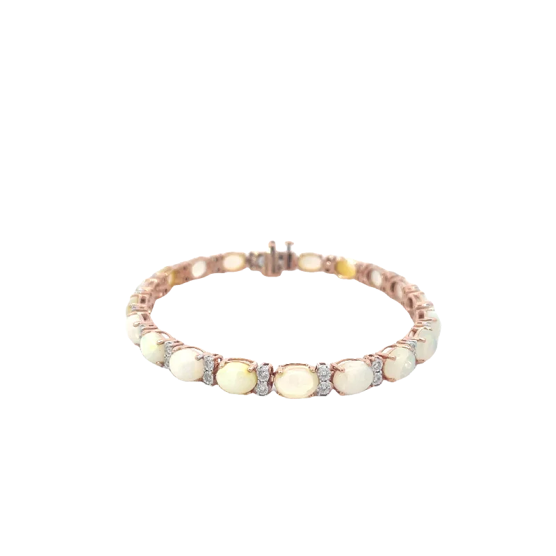 Rose Gold Diamond Opal Bracelet