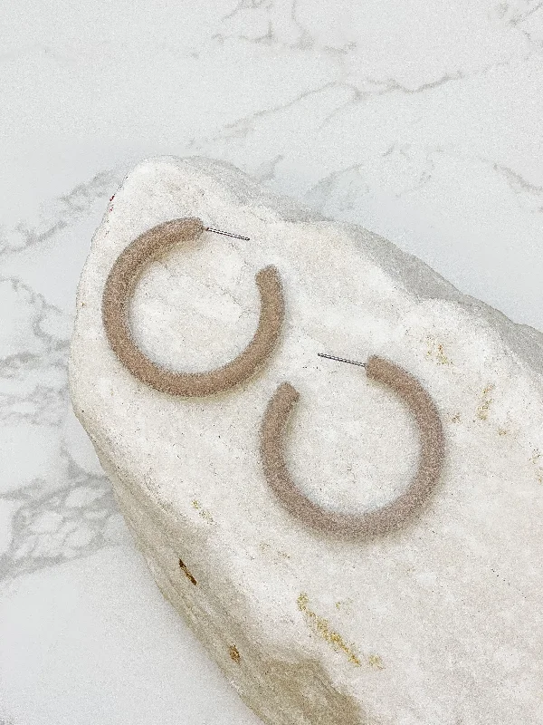 Velvet Hoop Earrings - Grey