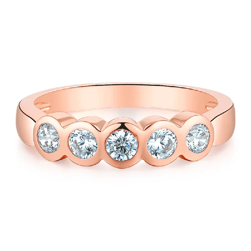 Dress ring with 0.55 carats* of diamond simulants in 10 carat rose gold