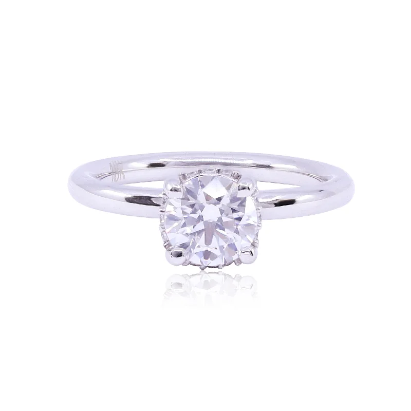 18K WHITE GOLD DIAMOND HIDDEN HALO SOLITAIRE MOUNTING - SETTING ONLY