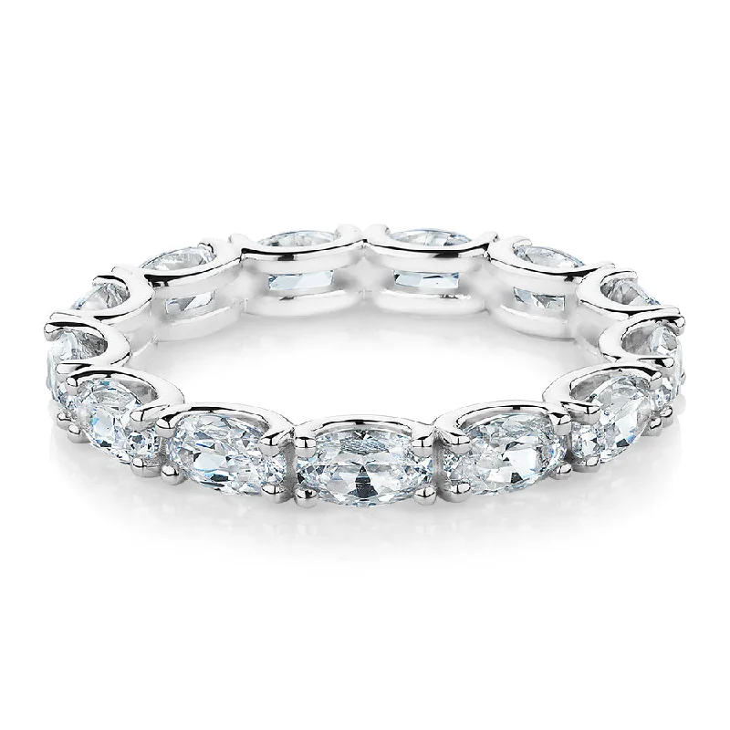 All-rounder eternity band with 2.94 carats* of diamond simulants in 10 carat white gold