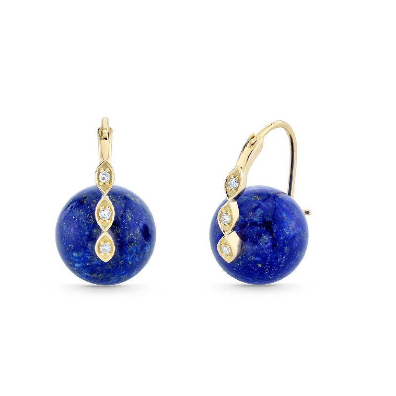 Gold & Diamond Marquise Eye Lapis Earrings