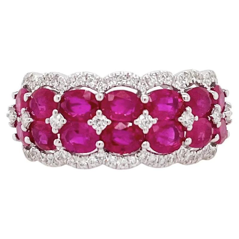 Wide Ruby & Diamond Ring