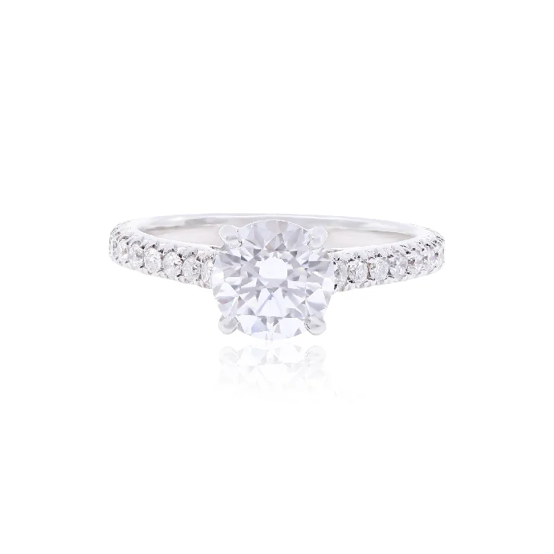 18K WHITE GOLD 1.35CT ROUND BRILLIANT DIAMOND ENGAGEMENT RING WITH DIAMOND ACCENTS 0.39CTW