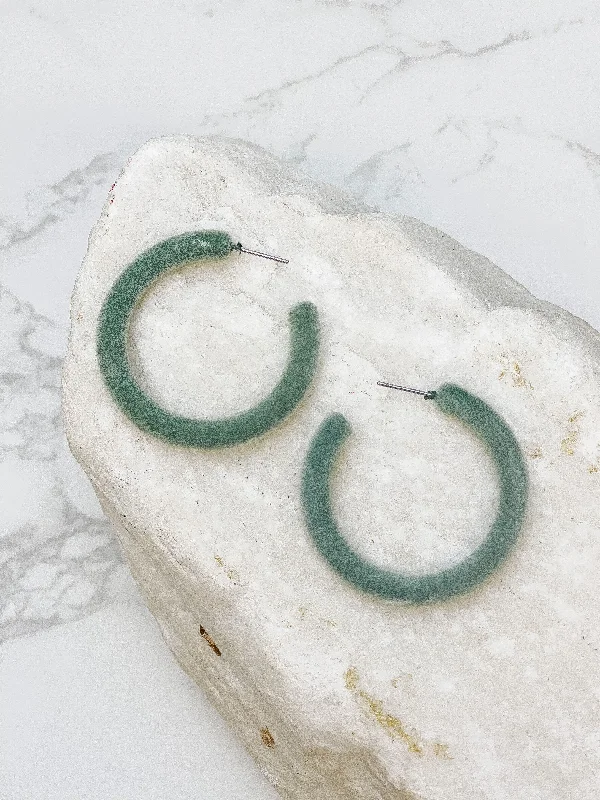 Velvet Hoop Earrings - Sage