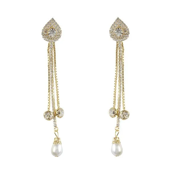 Tip Top Fashions Austrian Stone Gold Plated Dangler Earrings - 1303309