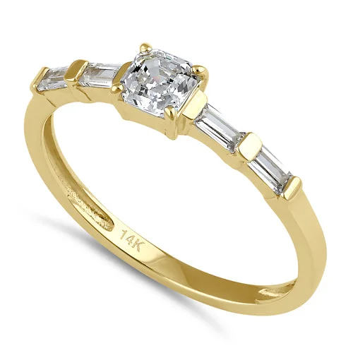 Solid 14K Gold Five Stone Engagement CZ Ring