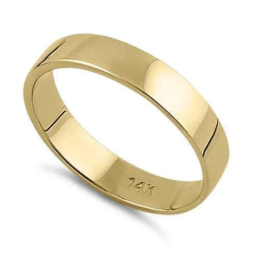 Solid 14K Yellow Gold 4mm Flat Wedding Band