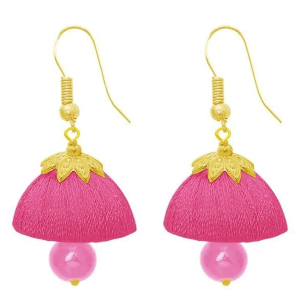 The99Jewel Pink Pearl Drop Gold Plated Pack Of 6 Thread Jhumki