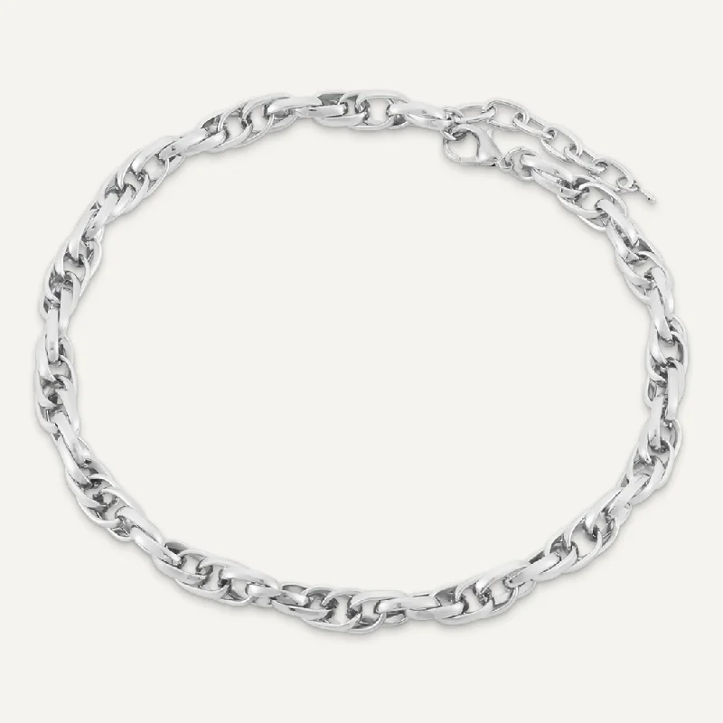 Contemporary Chain-Link Necklace In Silver-Tone