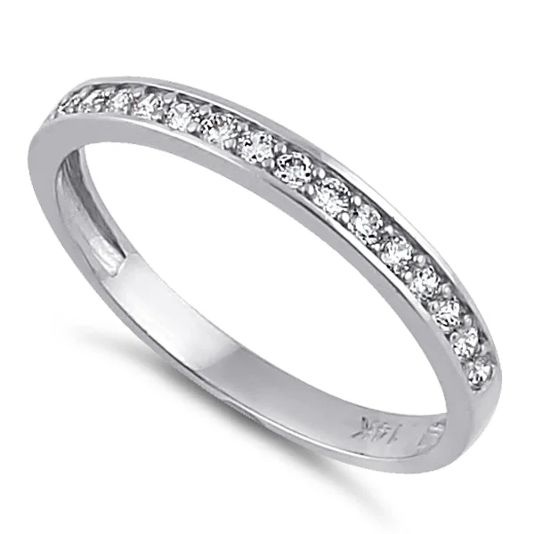 Solid 14K White Gold Half Eternity Wedding Band