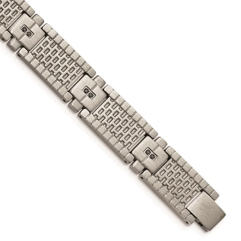 Stainless Steel Antiqued Brushed CZ Bracelet