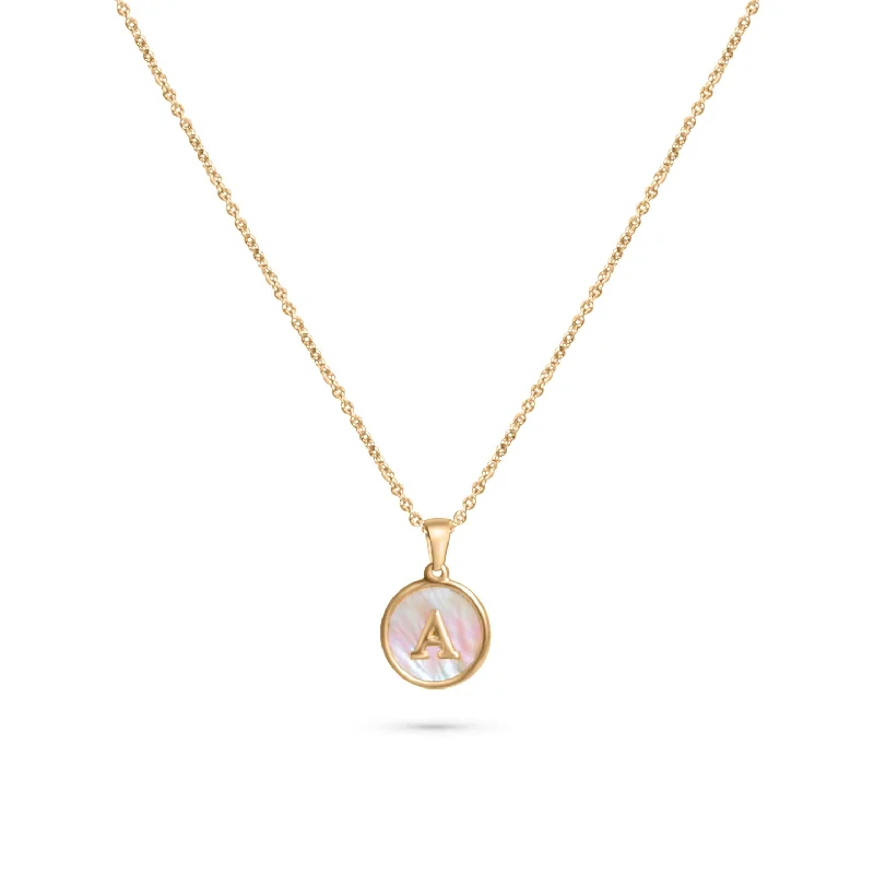 Round Marble Initial Necklace (A-Z)