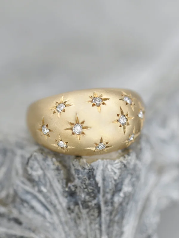 14K Celestial Diamond Dome Ring