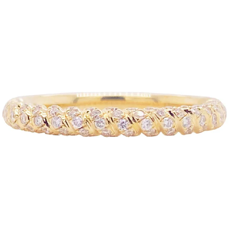 Twisted Yellow Gold and Diamond Band