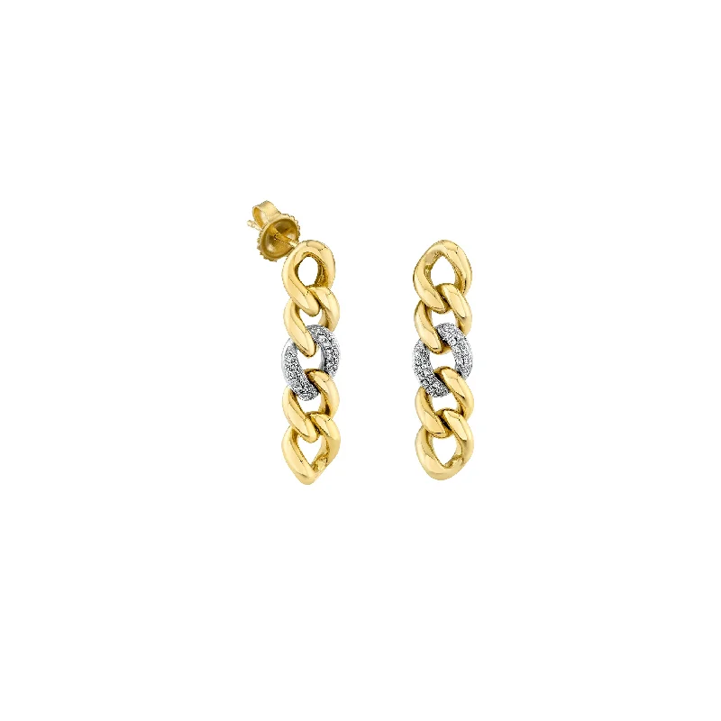 Gold & Diamond Small Link Drop Earring