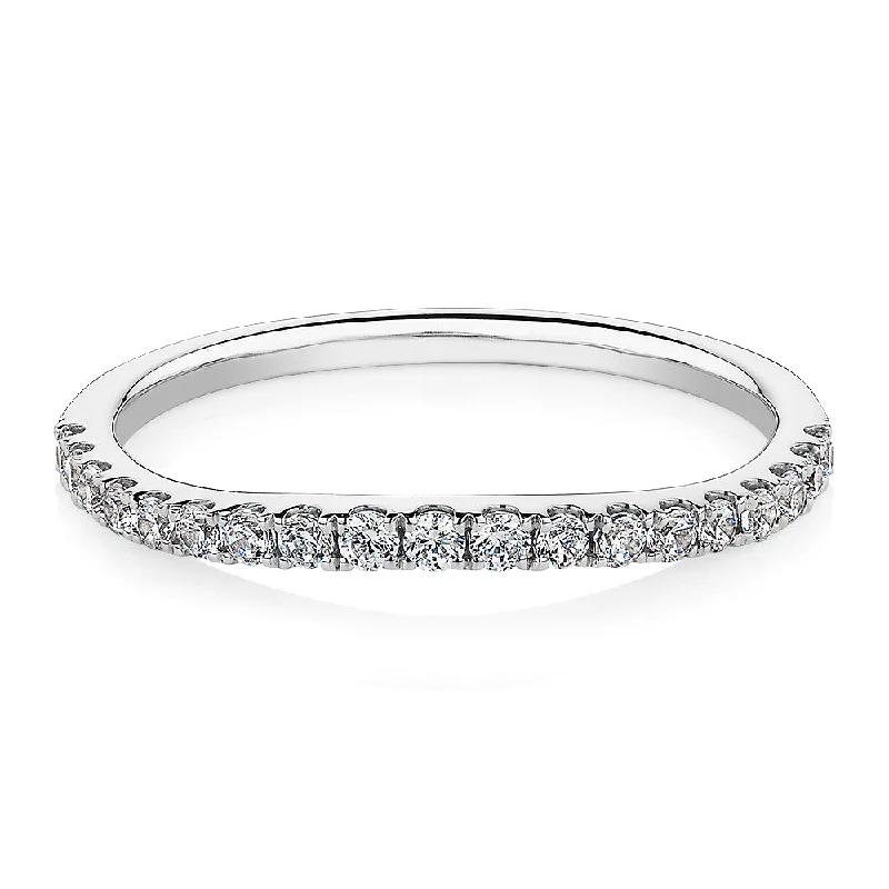 Curved wedding or eternity band in 10 carat white gold