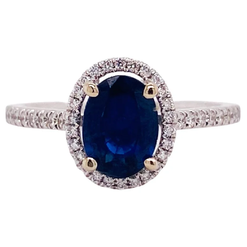 Oval Sapphire Diamond Halo Ring