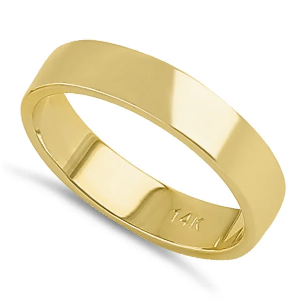 Solid 14K Gold 4mm Flat Wedding Band