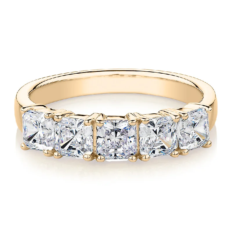 Dress ring with 1.95 carats* of diamond simulants in 10 carat yellow gold