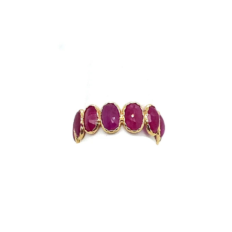 Oval Ruby Eternity Band in 18k Yellow Gold