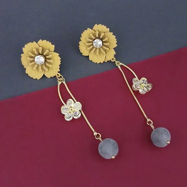 Urthn Gold Plated Floral Dangler Earrings  - 1315706C