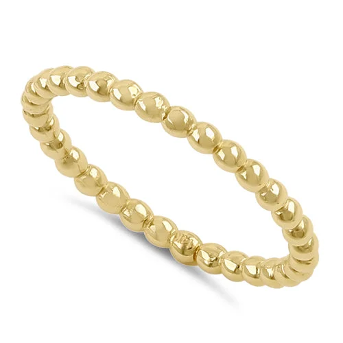 Solid 14K Yellow Gold Stackable Bead Ring