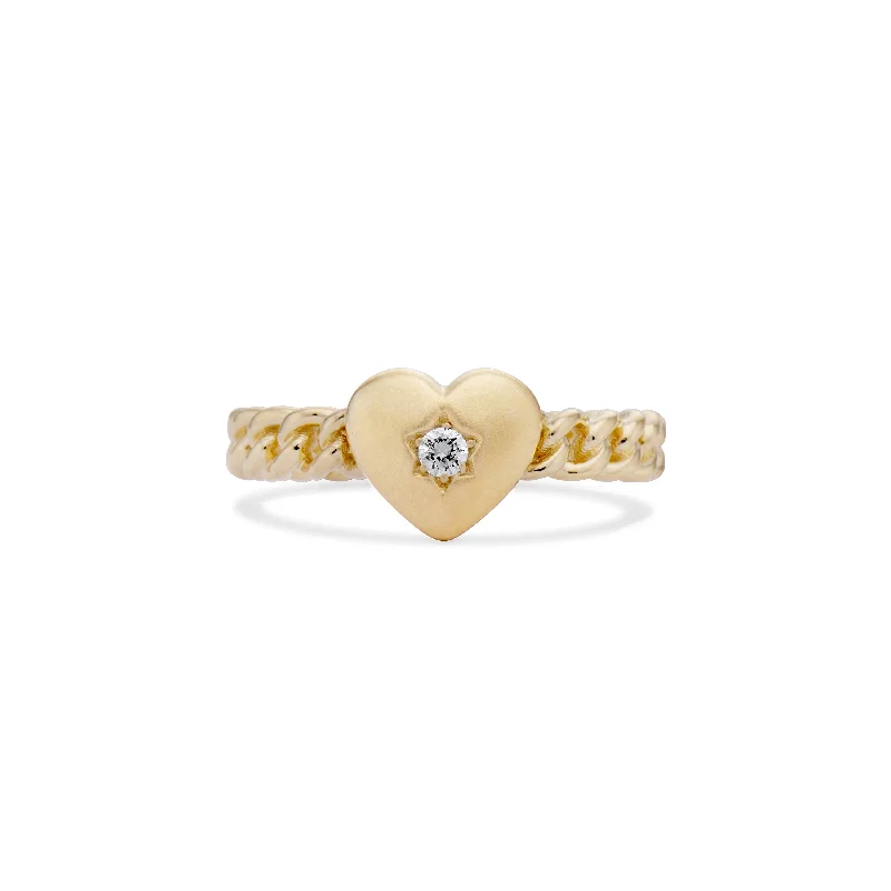 Puffy Heart and Diamond Star Ring