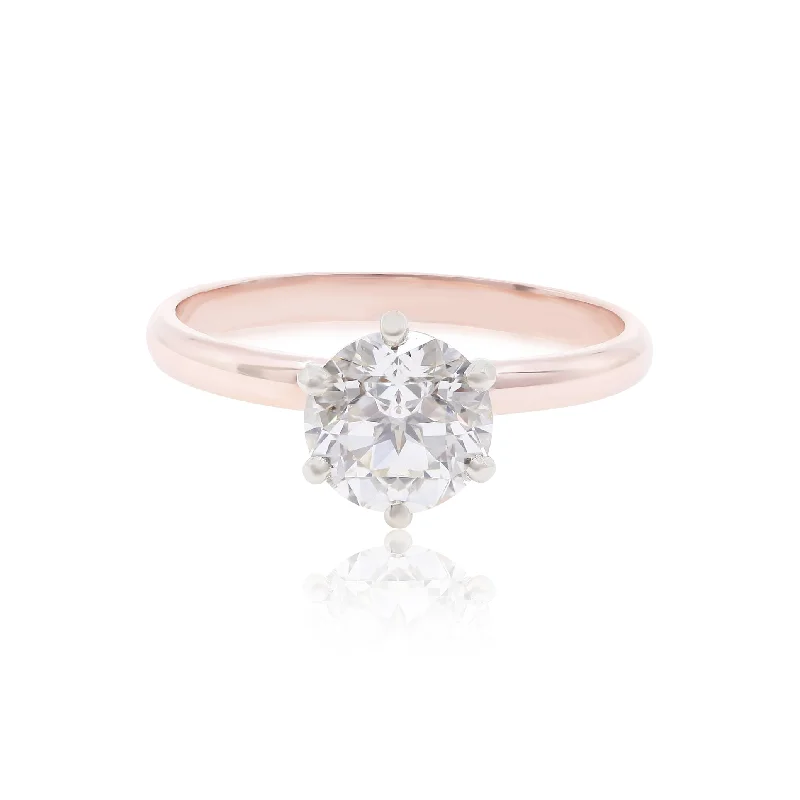 14K ROSE GOLD 1.26CT SIRIUS STAR ROUND BRILLIANT DIAMOND SOLITAIRE ENGAGEMENT RING