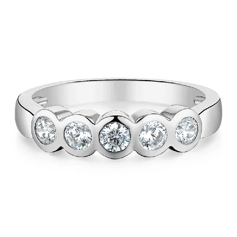 Dress ring with 0.55 carats* of diamond simulants in 10 carat white gold