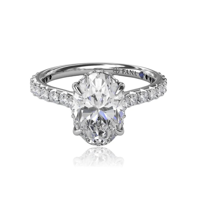 14K WHITE GOLD OVAL HIDDEN HALO ENGAGEMENT RING - SETTING ONLY