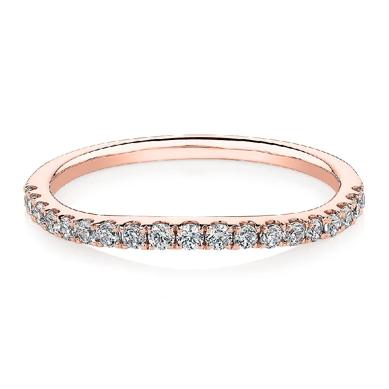 Curved wedding or eternity band in 10 carat rose gold