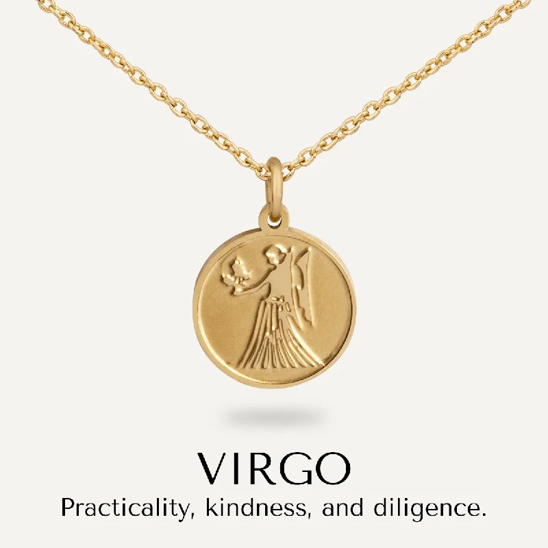 Virgo Zodiac Star Sign Necklace In Gold-Tone (Aug 23 – Sep 22)